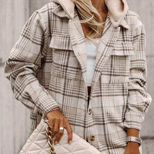 Autumn New Plaid Long-sleeved Coat Women's Loose Casual - buyhub express