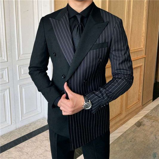 British Striped Double Breasted Suit Men - buyhub express