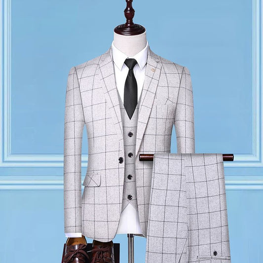 Men'sSuits, Checkered Suits, Three-Piece Suits, Work Suits, Professional Suits, Men's Clothing Trends - buyhub express