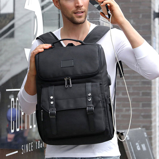 Men's Backpack Retro Travel Bag USB - buyhub express