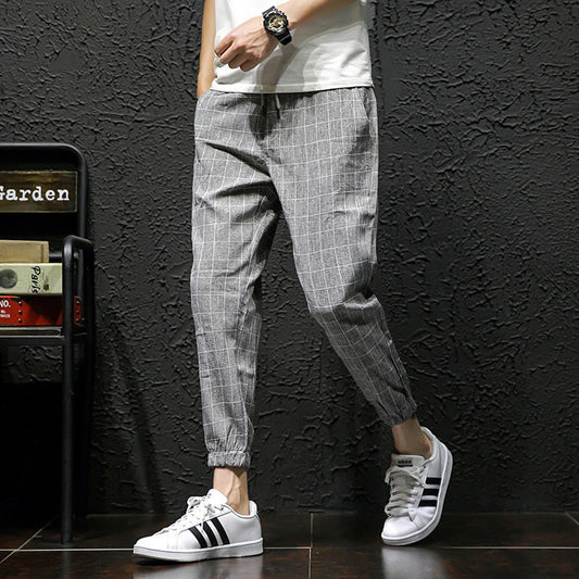 Men's Fashion Casual Loose Checked Harem Pants - buyhub express