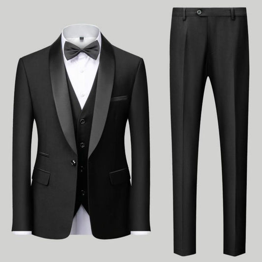 Men's Suit Set Green Fruit Collar Stage Suit Dress Host Performance Bridegroom Best Man Three-piece Suit - buyhub express