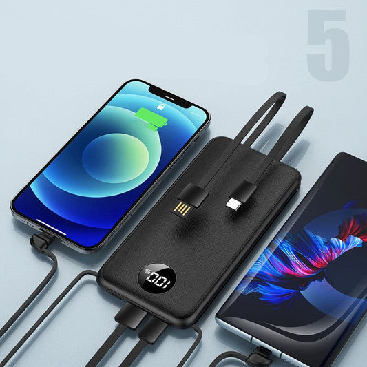 Three-In-One Fast Charging Mobile Power Bank With Large Capacity And Self-Contained Line - buyhub express