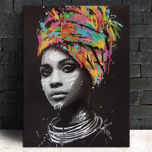 Turban African Woman Canvas Painting - buyhub express