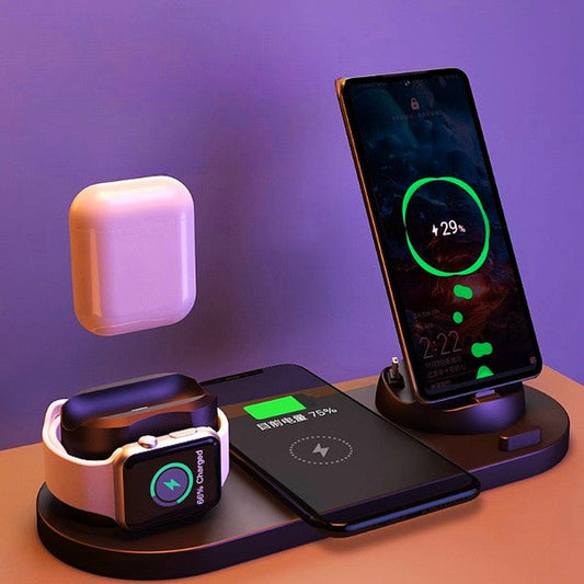 Wireless Charger For IPhone Fast Charger For Phone Fast Charging Pad For Phone Watch 6 In 1 Charging Dock Station - buyhub express