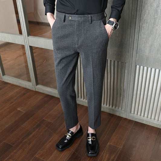 Woolen Pants Men's Casual Suit Pants Brushed Casual Fashion - buyhub express