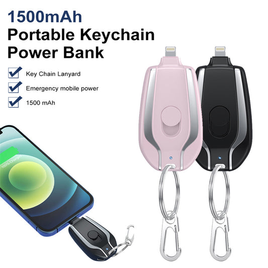 1500mAh Mini Power Emergency Pod Keychain Charger With Type-C Ultra-Compact Mini Battery Pack Fast Charging Backup Power Bank - buyhub express